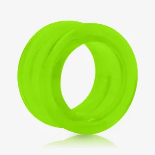 Alargador de Acrílico Verde translúcido com rosca em vista frontal