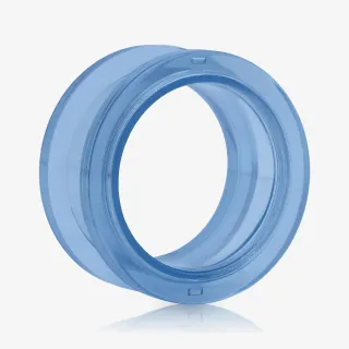 Alargador de acrílico azul claro translúcido com rosca dupla