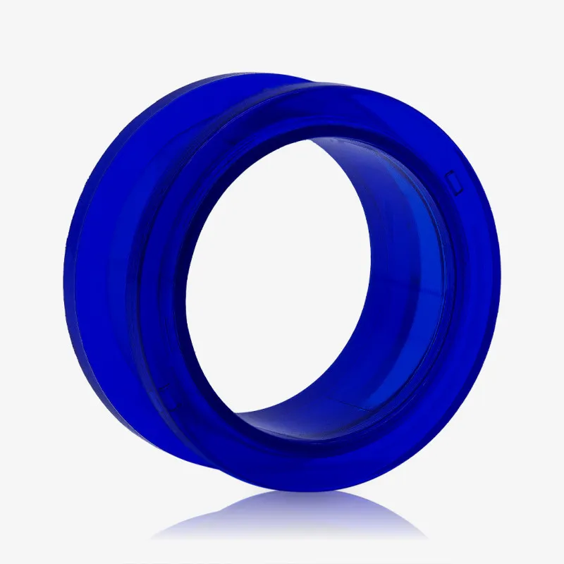 Alargador de acrílico azul escuro com rosca e acabamento translúcido