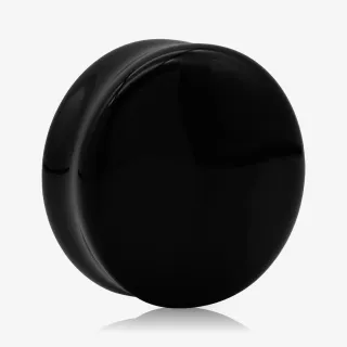 Plug de acrílico convexo preto fechado com acabamento liso