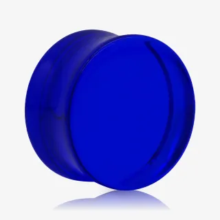 Plug Acrílico Azul Translúcido com design fechado e reto