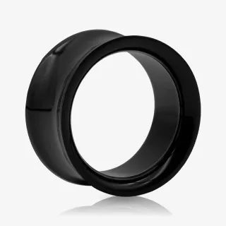 Alargador de Acrílico Preto flangeado com design vazado e anatômico