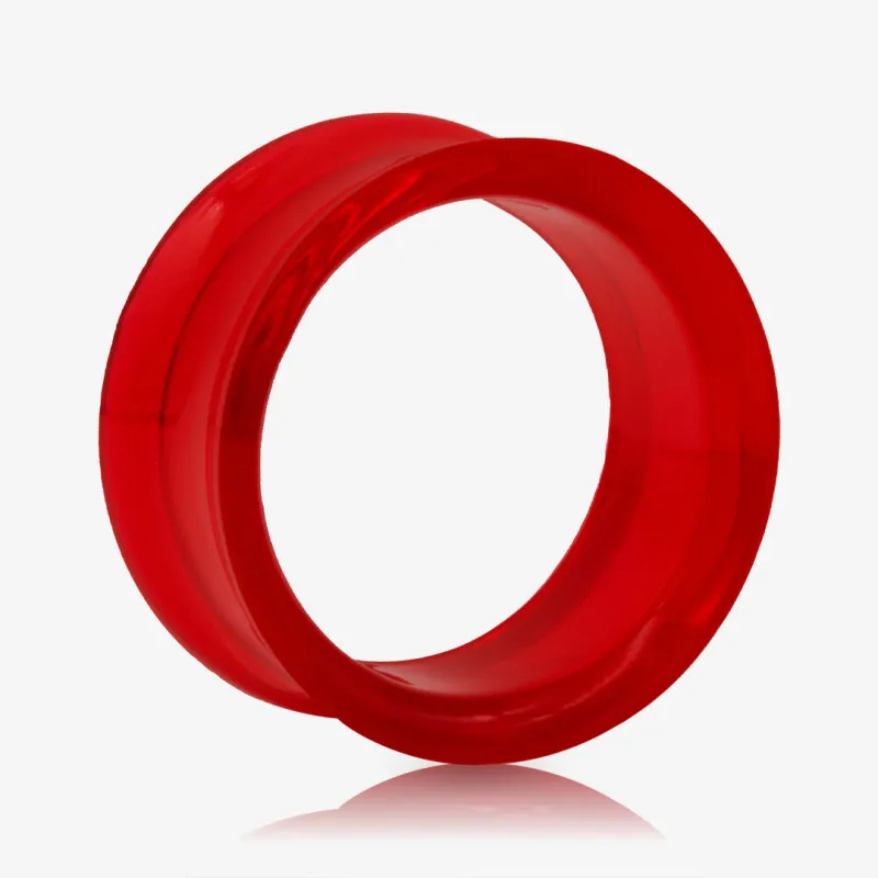 Alargador de Acrílico Vermelho Translúcido Flangeado vazado e leve