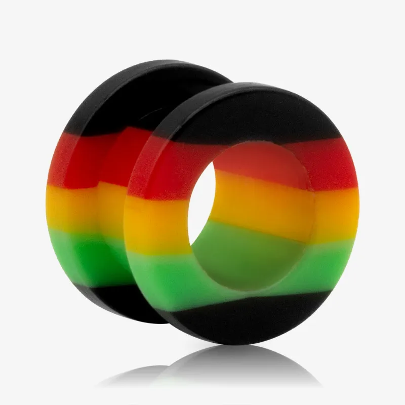 Alargador de Acrílico Colorido com rosca em padrão Reggae vibrante