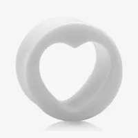 Plug de Acrílico Branco - Redondo com Coração é na ALARGS
