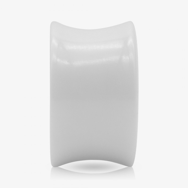 Plug de Acrílico Branco - Redondo com Coração - Acrílico