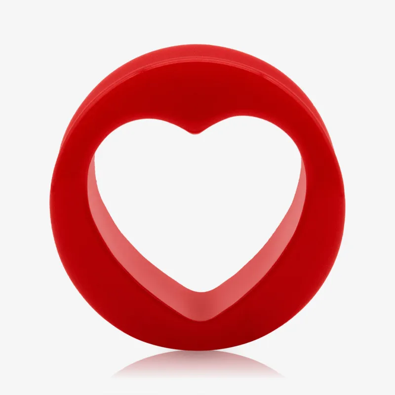 Plug de Acrílico Vermelho - Redondo com Coração - Acrílico