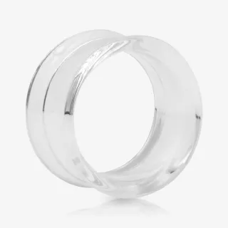 Alargador de Acrílico Transparente flangeado vazado com acabamento liso