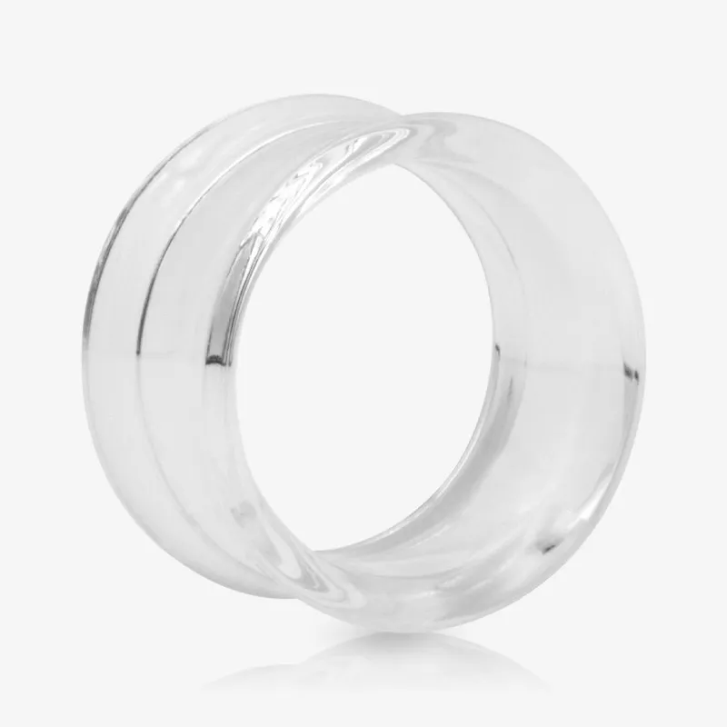 Alargador de Acrílico Transparente flangeado vazado com acabamento liso