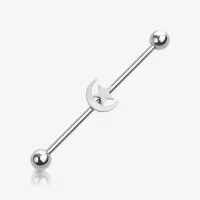 Piercing Transversal Lua e Estrela em aço cirúrgico delicado e seguro