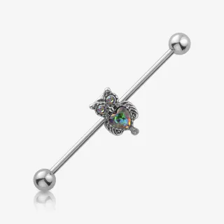 Piercing Transversal Coruja Cristal Vitral - Piercings Transversal