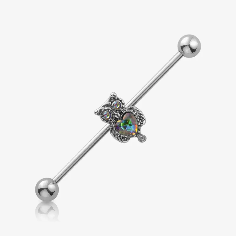 Piercing Transversal Coruja Cristal Vitral - Piercings Transversal