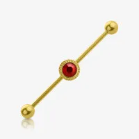 Piercing Transversal Encanto com haste dourada e pedra tipo ruby