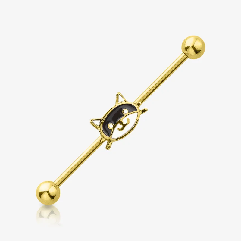 Piercing Transversal de Aço Cirúrgico Dourado - Frajolinha - Piercings Transversal