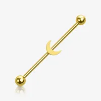 Piercing Transversal Lua em Aço Cirúrgico Dourado
