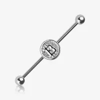 Piercing Transversal Bitcoin em Aço Cirúrgico 316L