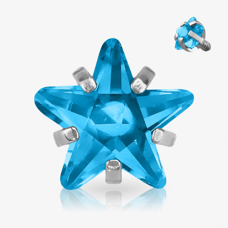 Estrela de Zircônia Azul cravejada compatível com base microdermal