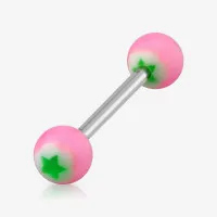 Piercing Língua Bolinha Estrela em Aço Cirúrgico Preto