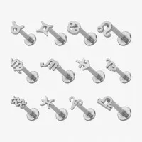 Piercing Labret com símbolos do zodíaco em prata para astrologia