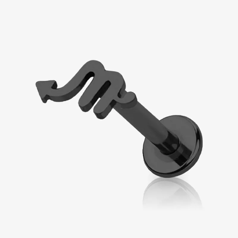 Piercing Labret Símbolos do Zodíaco Preto - Piercings de Tragus