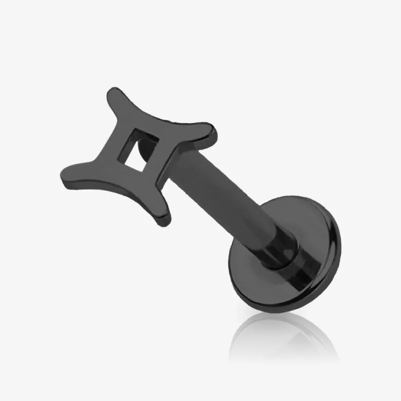 Piercing Labret Símbolos do Zodíaco Preto - Piercings de Tragus