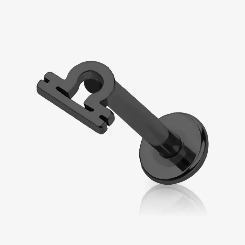 Piercing Labret Símbolos do Zodíaco Preto - Piercings de Tragus