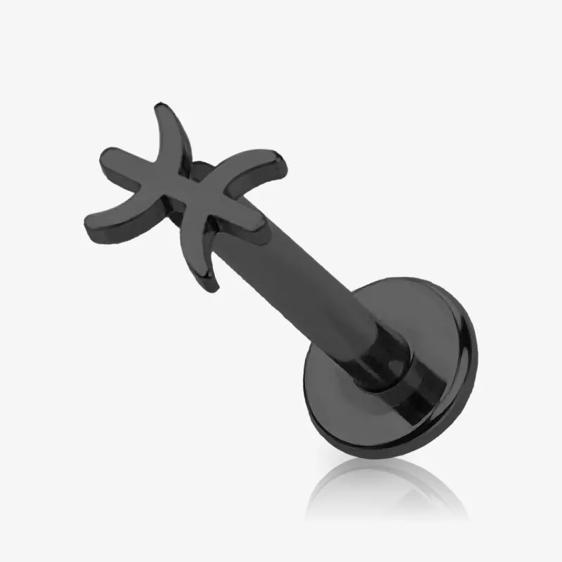 Piercing Labret Símbolos do Zodíaco Preto - Piercings de Tragus