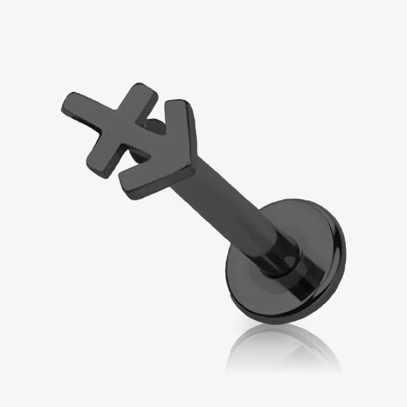 Piercing Labret Símbolos do Zodíaco Preto - Piercings de Tragus