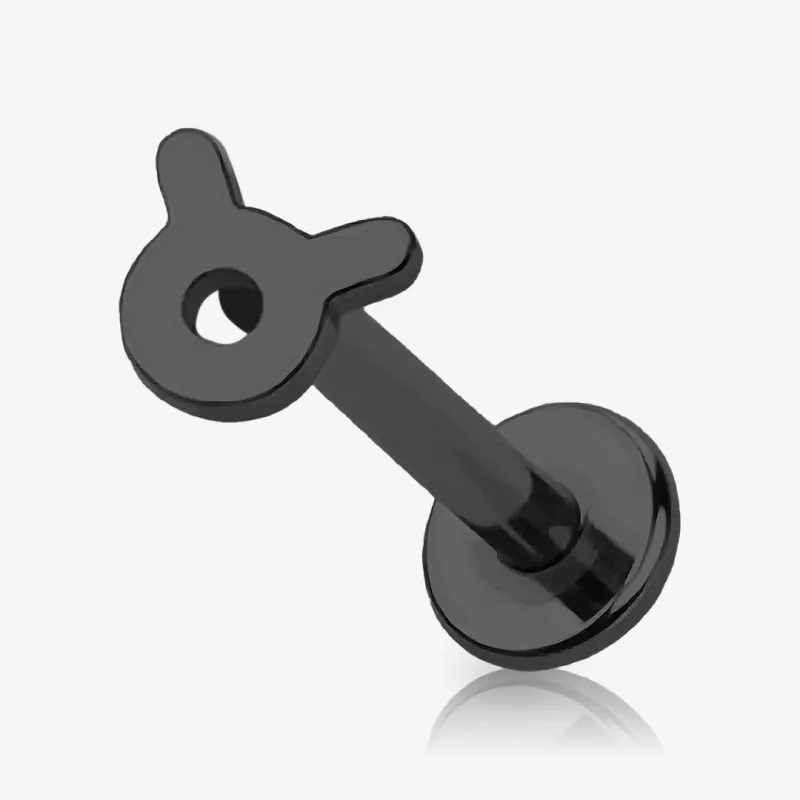 Piercing Labret Símbolos do Zodíaco Preto - Piercings de Tragus