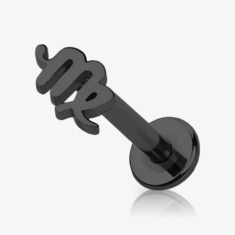 Piercing Labret Símbolos do Zodíaco Preto - Piercings de Tragus