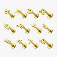 Piercing Labret Símbolos do Zodíaco em Aço Dourado