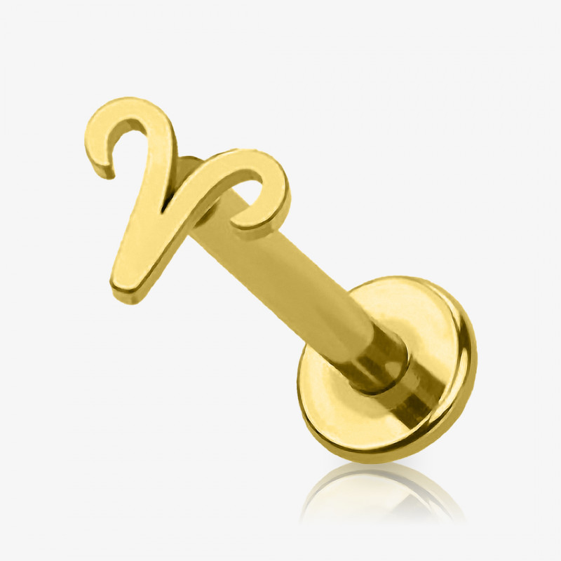 Piercing Labret Símbolos do Zodíaco Dourado - Piercings de Tragus