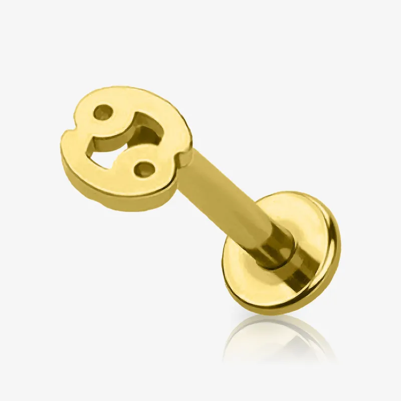 Piercing Labret Símbolos do Zodíaco Dourado - Piercings de Tragus
