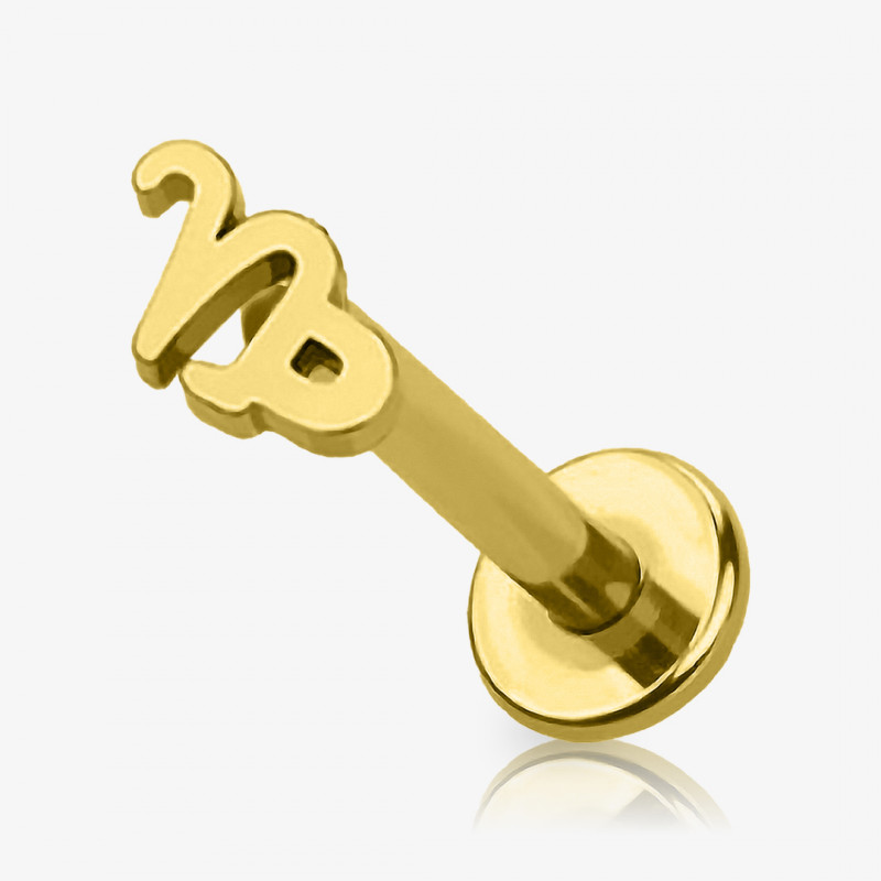 Piercing Labret Símbolos do Zodíaco Dourado - Piercings de Tragus