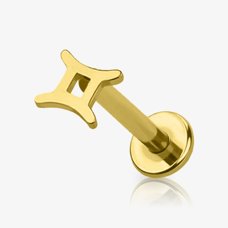 Piercing Labret Símbolos do Zodíaco Dourado - Piercings de Tragus