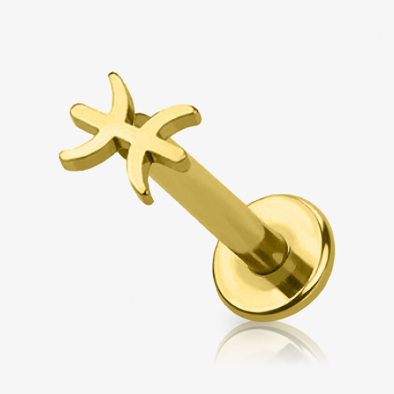 Piercing Labret Símbolos do Zodíaco Dourado - Piercings de Tragus
