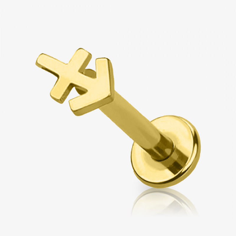 Piercing Labret Símbolos do Zodíaco Dourado - Piercings de Tragus