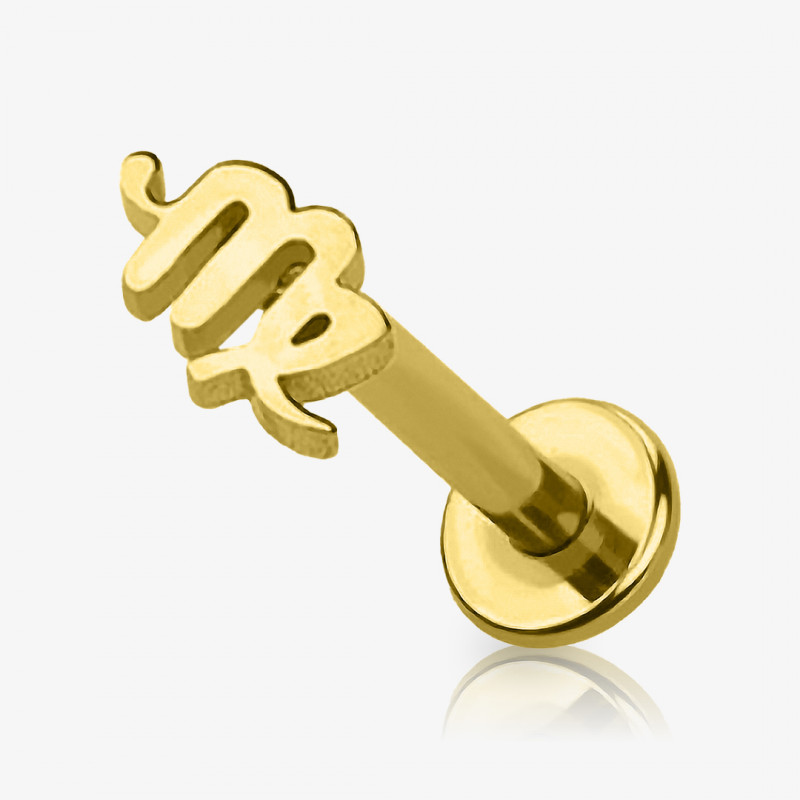 Piercing Labret Símbolos do Zodíaco Dourado - Piercings de Tragus