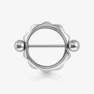 Piercing mamilo eclipse com design de solar em aço cirúrgico