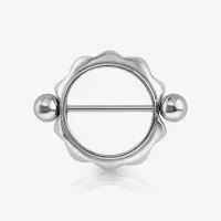 Piercing mamilo eclipse em aço com design solar