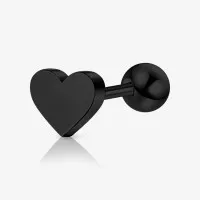 Piercing Cartilagem Coração em Aço Cirúrgico Preto