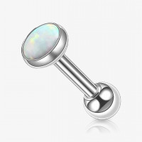 Piercing Barbell Opala Branca em Aço Cirúrgico de Qualidade