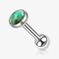 Piercing Barbell Opala Verde em Aço Cirúrgico - ALARGS
