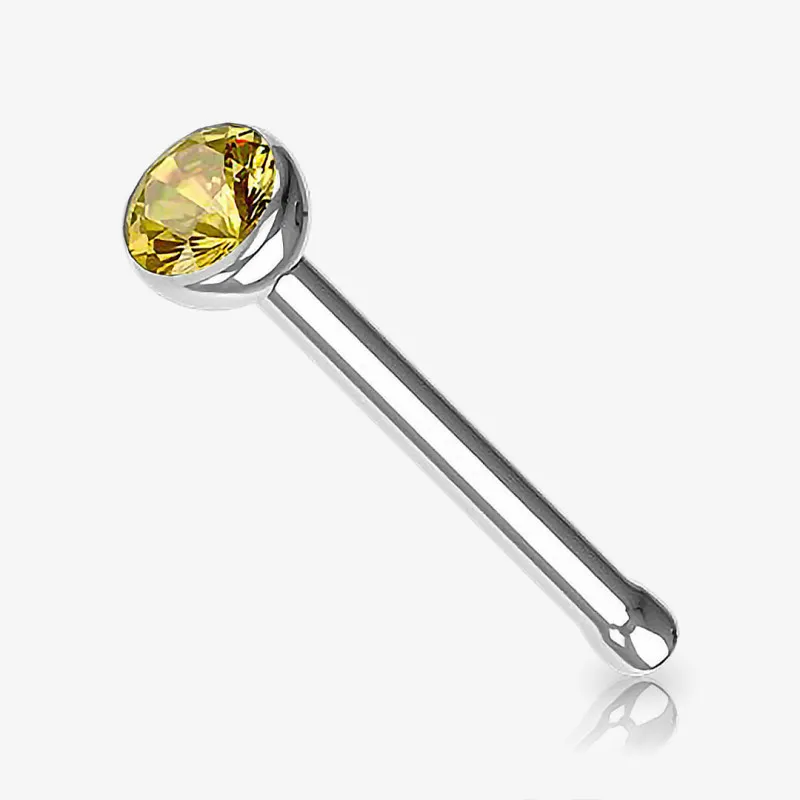 Piercing Nariz Reto Prateado Strass - Piercings de Nariz