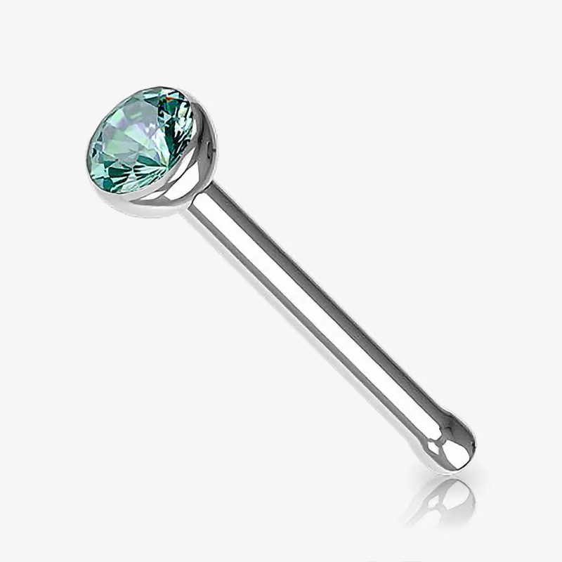 Piercing Nariz Reto Prateado Strass - Piercings de Nariz