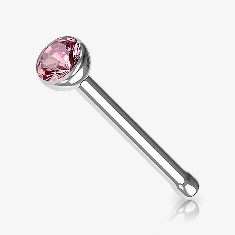 Piercing Nariz Reto Prateado Strass - Piercings de Nariz