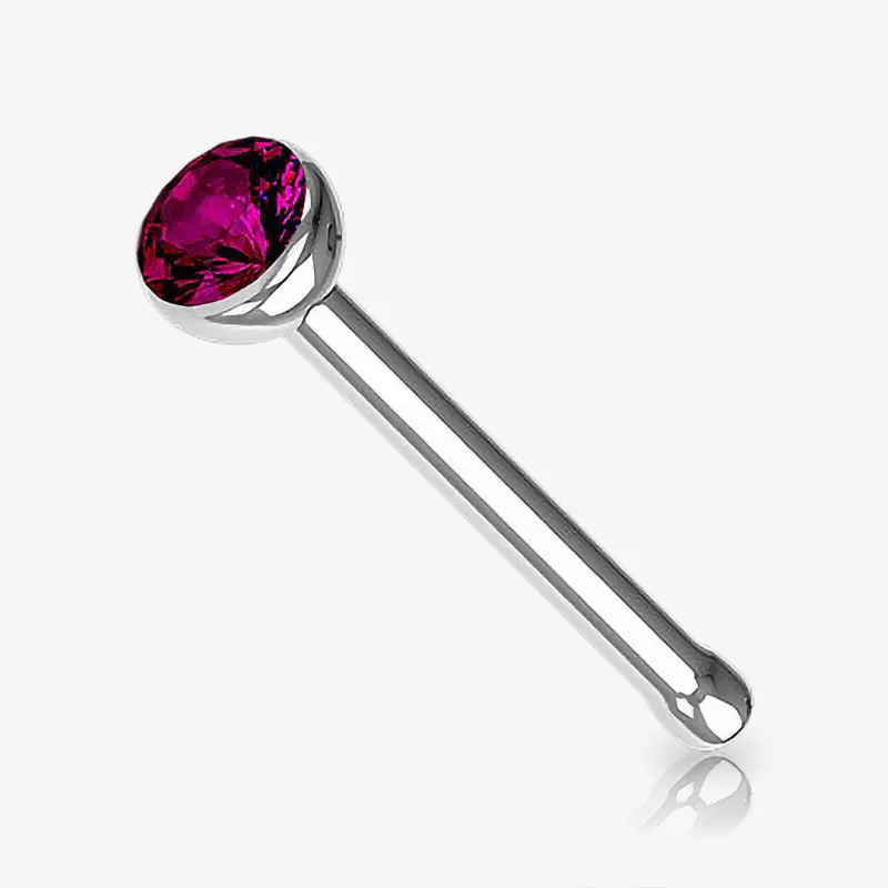 Piercing Nariz Reto Prateado Strass - Piercings de Nariz