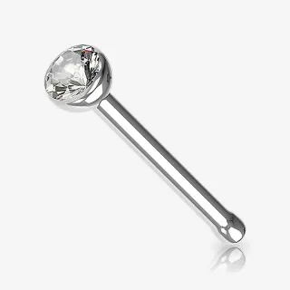 Piercing Nariz Reto Prateado Strass - Piercings de Nariz