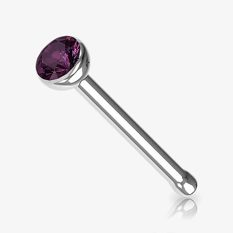 Piercing Nariz Reto Prateado Strass - Piercings de Nariz