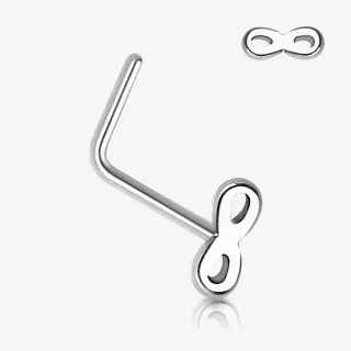Piercing Nariz L Infinito em aço cirúrgico prateado com símbolo infinito